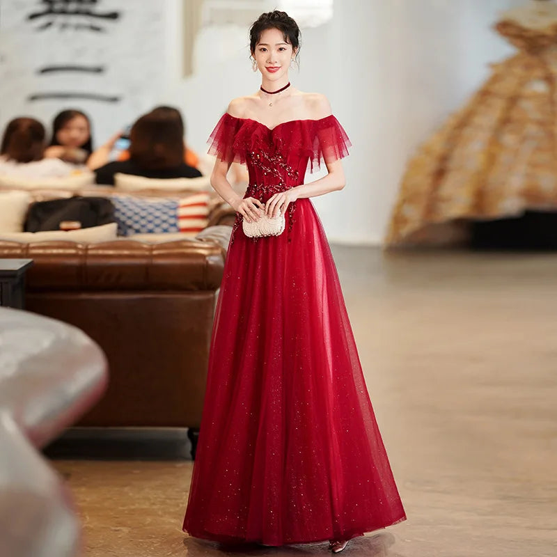 Faionable ay Blue One oulder Evening Gown Summer Season Midi Skirt Solo Singing Art Exam Ele Personali