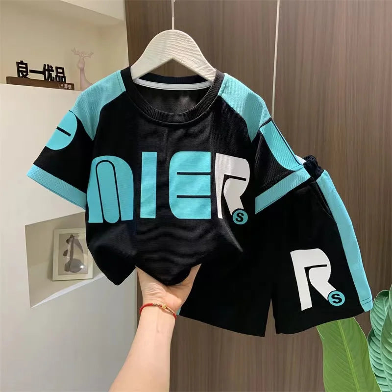 Boys Summer Clothing Children's Fashion Short sleeved Set New Korean Edition Fashionable Boys Summer Thin Casual Two Piece Set