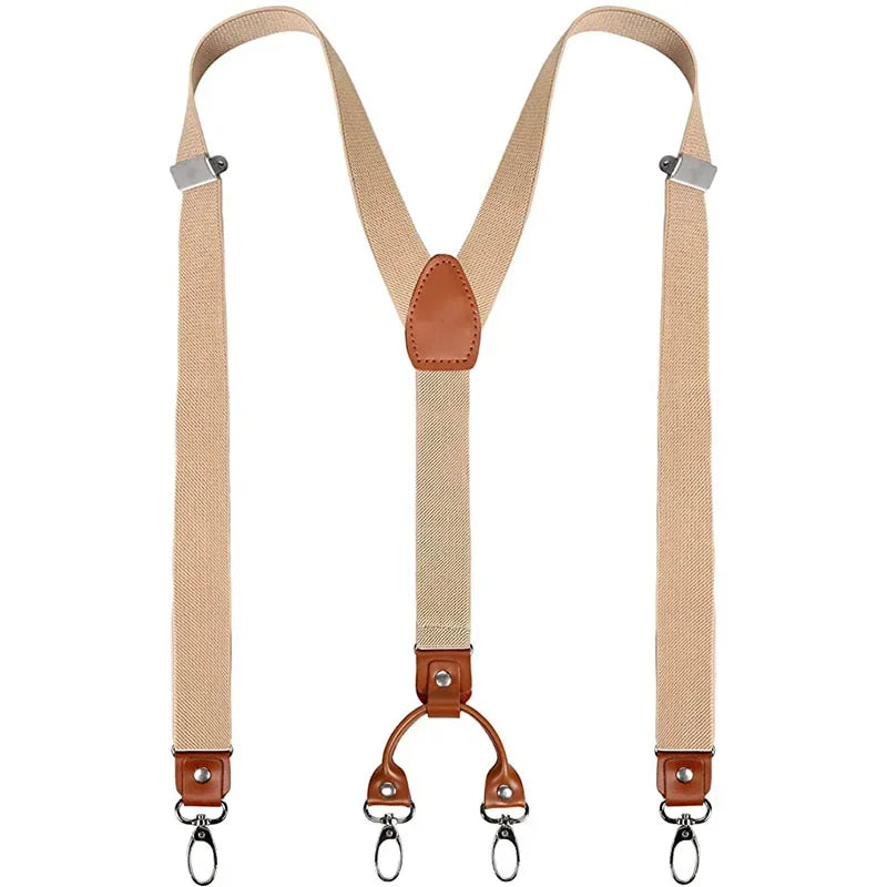 2.5cm 4 Clips Suspenders Clips for Men Y-Back Jeans Hook Buckle Adjustable Pant Braces Straps for Shirt Suit Pants Suspender