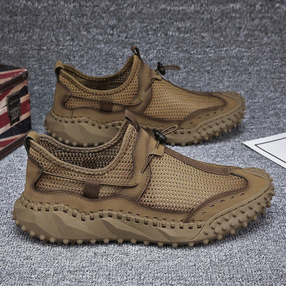 Summer Breathable handmade Designer slip on Casual mens shoes thick sole Hollow Out Sneakers Lightweight outdoor flats Moccasins