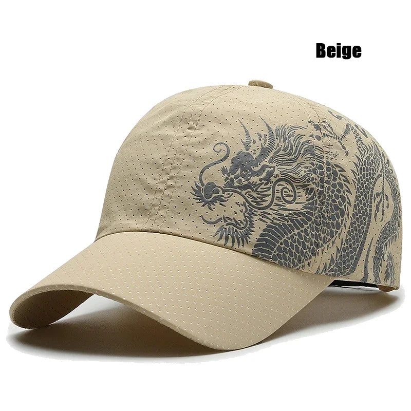 New Style Summer Baseball Cap Quick-Drying Air Hole Chinese Dragon Fashion Unisex Outdoor Casual Sports Sun Visor Trucker Hats