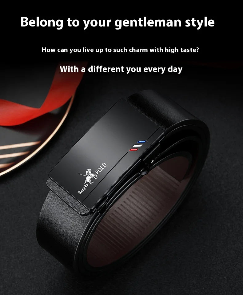 Oyifan Black Belt Men, Genuine Leather Dress Designer Belts for men, Fashion Slide Ratchet Click Casual Mens Belt for Jeans