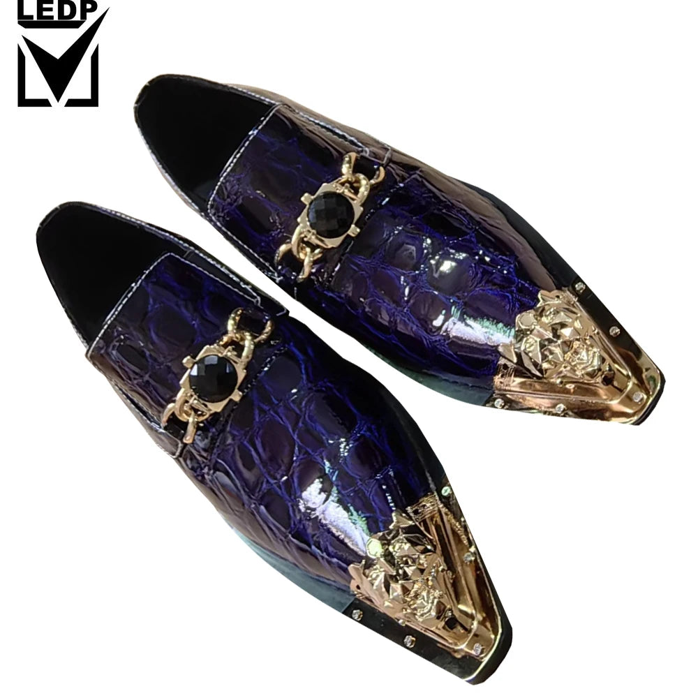 Iron Toe Shoes Men's Real Personality Custom Luxury Office Formal Wedding Original Design Retro Casual Leather Shoes