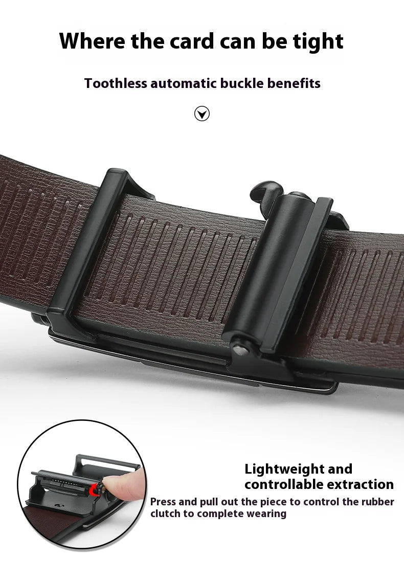 Oyifan Black Belt Men, Genuine Leather Dress Designer Belts for men, Fashion Slide Ratchet Click Casual Mens Belt for Jeans