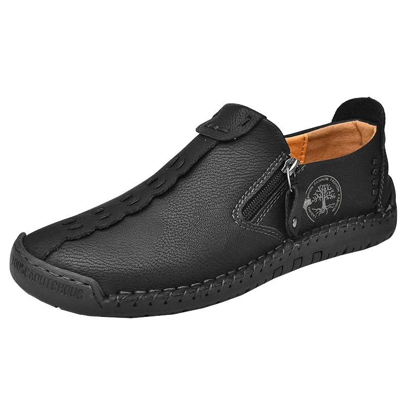 100% Cowhide Men'S Large Size 48 Hand-Sewn Casual Fashionable Leather Shoes, Loafers, Breathable Walking Casual Men'S Shoes