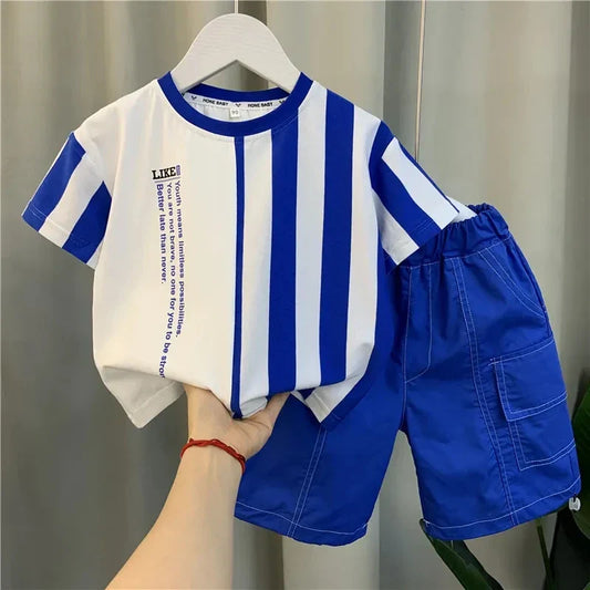 Summer Boy Clothing Suit New Children's Clothes Set Boys Short Sleeve T-Shirt Shorts 2 Piece Set Kids Sportswear Suit 2 4 6 8Y