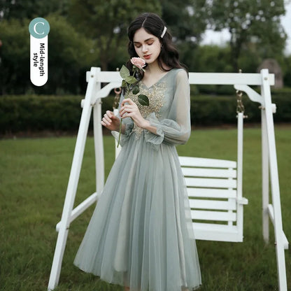 Spring 2024 Maids of  Dr Ele een Fairy T Wedding Banquet Long Skirt Women's Friend Maids of  Outfit