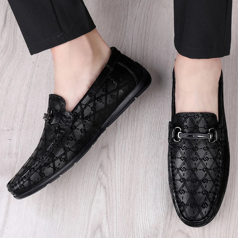2026 New Black Loafers Men's Leather High Quality Designer Men's Shoes Leather Shoes Soft Sole Comfortable Casual Shoes Moccasin