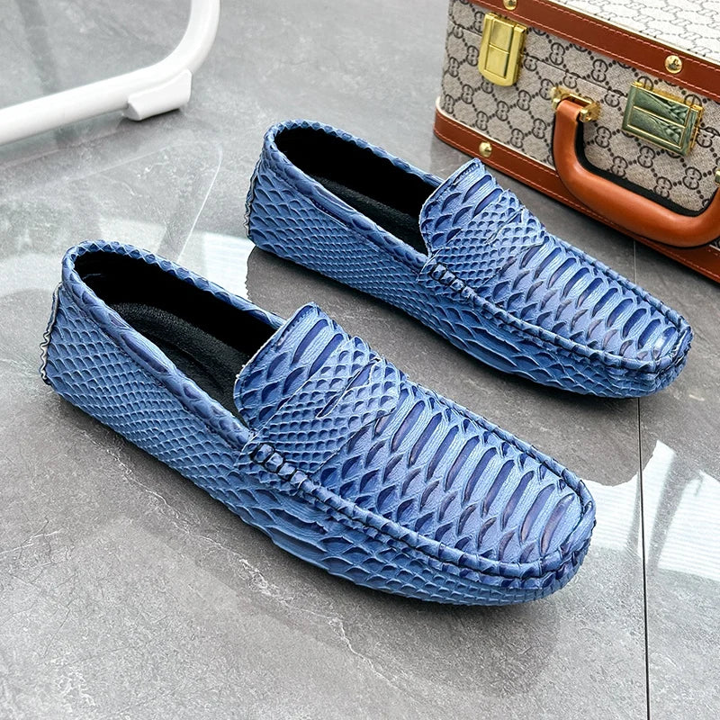 Italian Color Matching Mens Driving Shoes Summer Men Casual Loafers New Handmade Leather Moccasins Light Slip on Male Boat Shoes