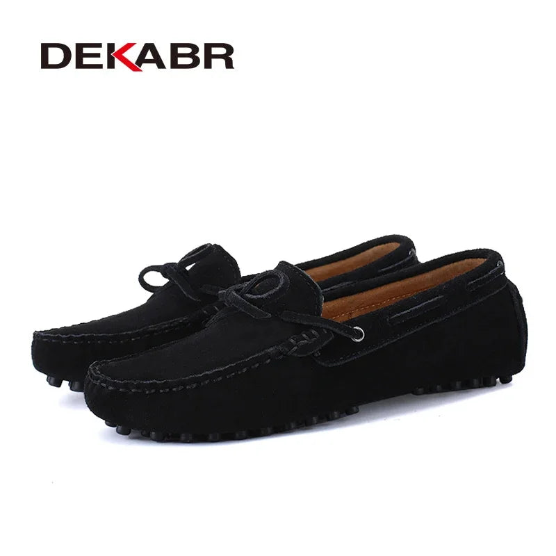 DEKABR Casual Men Genuine Leather Shoes Summer Breathable Green Men's Loafers Leather Shoes Sapato Masculino Zapatos Hombre