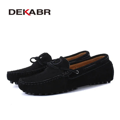 DEKABR Casual Men Genuine Leather Shoes Summer Breathable Green Men's Loafers Leather Shoes Sapato Masculino Zapatos Hombre