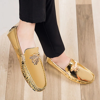 british man loafers shoes brand fashion patent leather man loafers slip on shine casual shoes