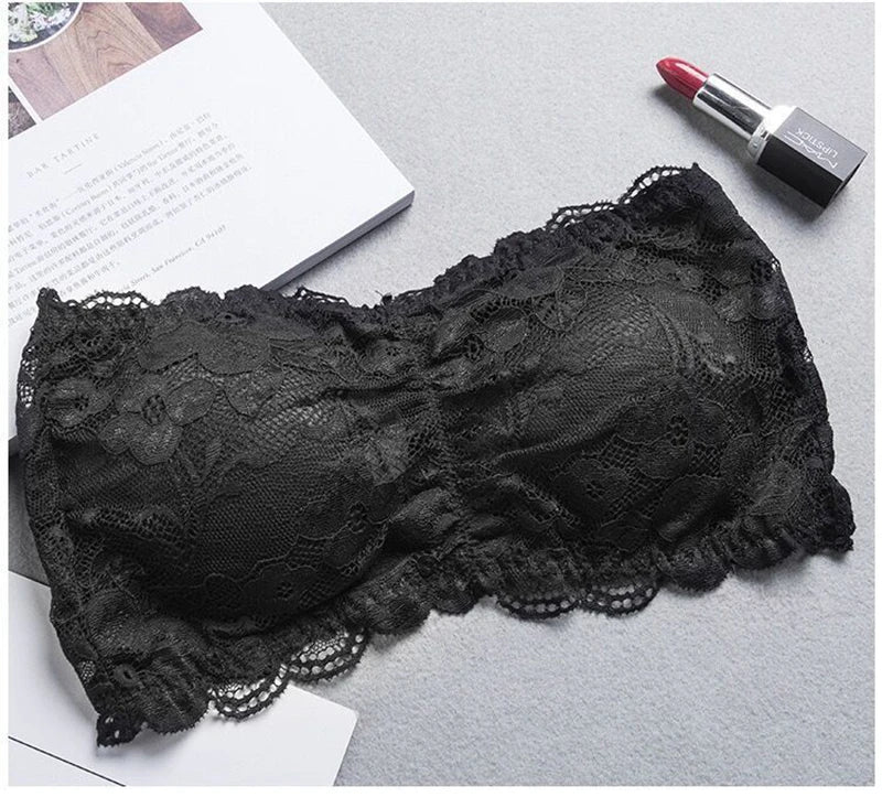 Tube Top Bra Fashion Tube Tops Woman Invisible Bra Push Up Women's Bandeau Top With Cups Lingeries Sexy Hot Tops for Summer Lace