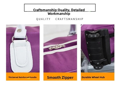 Large Capaci Travel Bag Women's Lightweight Pull Bag Portable ort Trip Hand Lage Bag with Wheels Faionable Ox Cloth