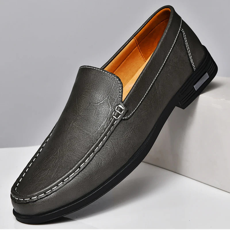 Genuine Leather Slip on Loafers Men Formal Dress Shoes Office Driving Wedding Party Mocasines Hombre Big Size Casual Shoes