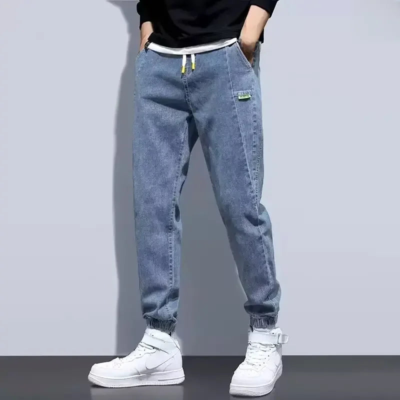 2022 New Spring Autumn Trendy Jeans Men's Loose-fit Bundled Feet Harem Pants Casual Trendy Male Pants For Leisure