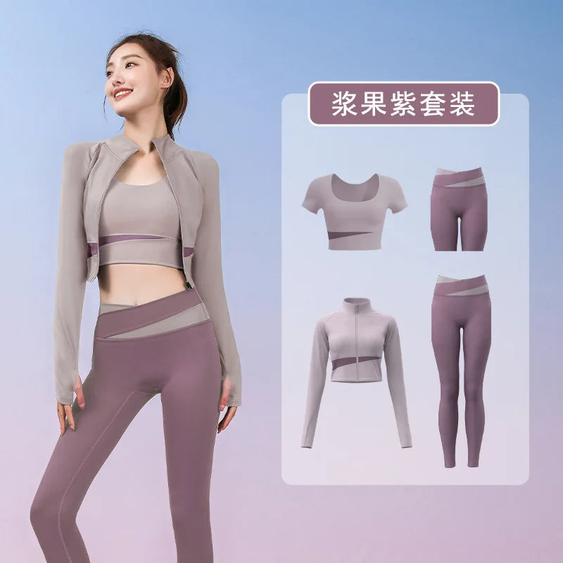 Autumn Workout Women Running Sportswear Sets Yoga Fitness Gym Bra Crop Top Seamless Leggings Tracksuits Clothing