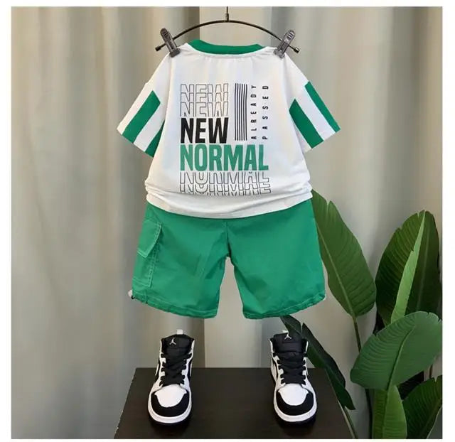 Summer Boy Clothing Suit New Children's Clothes Set Boys Short Sleeve T-Shirt Shorts 2 Piece Set Kids Sportswear Suit 2 4 6 8Y