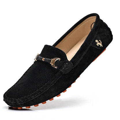 YRZL Loafers Men Casual Fashion Suede Men Shoes Lightweight Soft Genuine Leather Moccasins Slip on Driving Shoes for Men Size 48