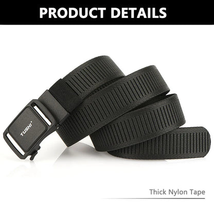 TUSHI New 3.8cm Tactical Belt for Men 1200D Thick Nylon Casual Belt Alloy Automatic Buckle Tactical outdoor Elastic Belt Male