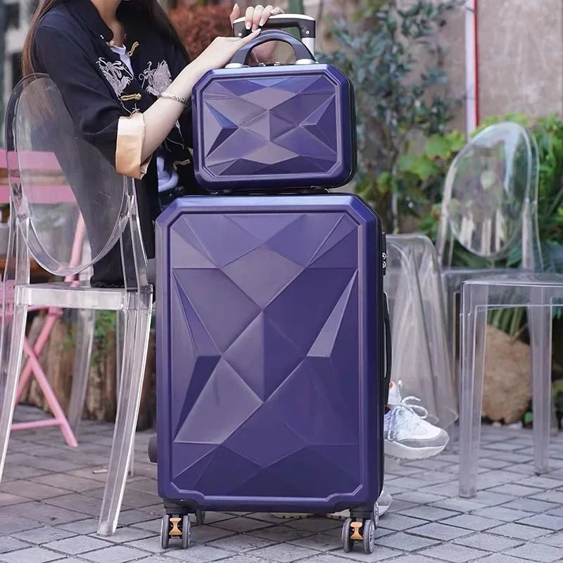 20‘’22/24/26/28 inch Rolling luggage set travel suitcase spinner wheels trolley luggage bag case Diamond Silver suitcase Women's