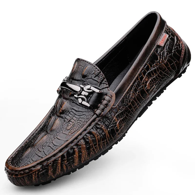 Moccasins plus Size 45 46 47 Business Crocodile Pattern Loafers Men's Real Cow Business Men's Shoes