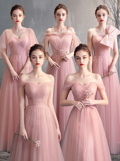 New pink sweat lady girl bridesmaid dress performance prom dress