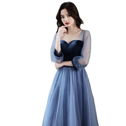 Velvet Evening Gown Long Sle Winter New Arrival Slimming Floor Length Women's Dr Cover up Par Banquet Celebration