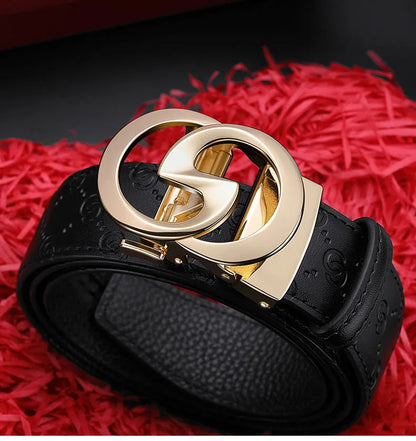 Men's high-end leather belt, automatic buckle belt, fashionable and versatile belt