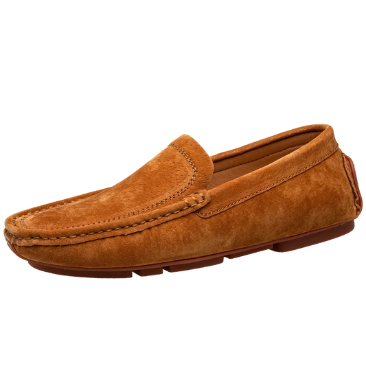 New Men Casual Shoes Fashion Summer Mens Shoes Suede Leather Mens Loafers Moccasins Brand Slip On Male Flat Driving Shoes Brown