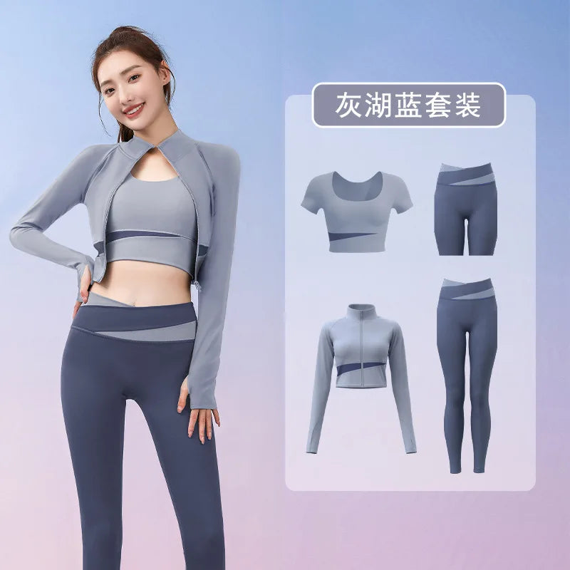 Autumn Workout Women Running Sportswear Sets Yoga Fitness Gym Bra Crop Top Seamless Leggings Tracksuits Clothing