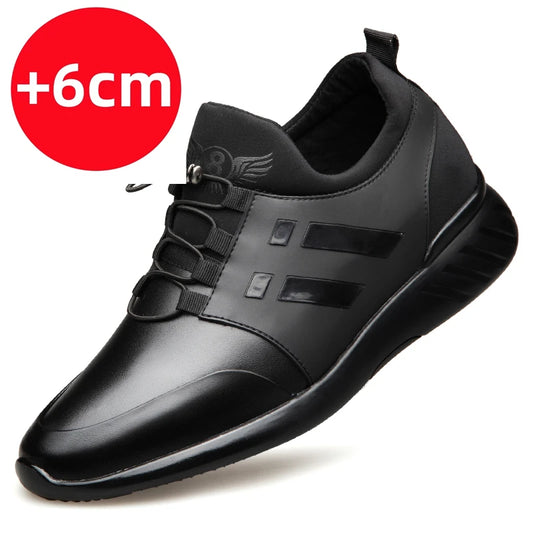 2024 New Summer Genuine Leather Casual Shoes Men Sneakers Shoes Comfortable Platform Male Footwear Height Increase Insole 6CM