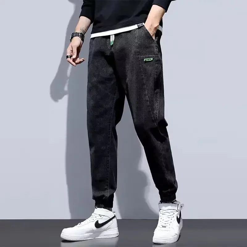2022 New Spring Autumn Trendy Jeans Men's Loose-fit Bundled Feet Harem Pants Casual Trendy Male Pants For Leisure