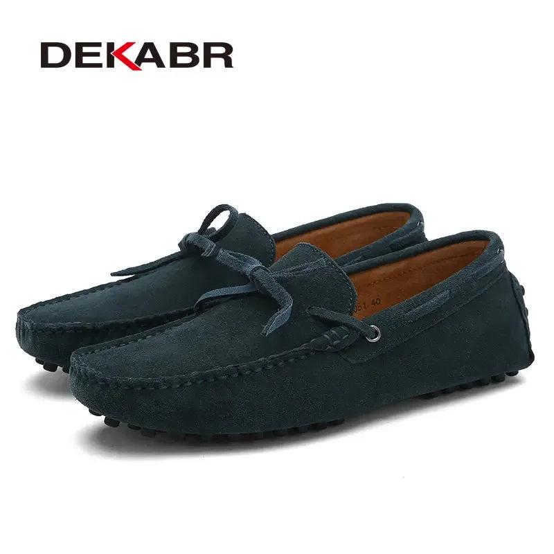 DEKABR Casual Men Genuine Leather Shoes Summer Breathable Green Men's Loafers Leather Shoes Sapato Masculino Zapatos Hombre