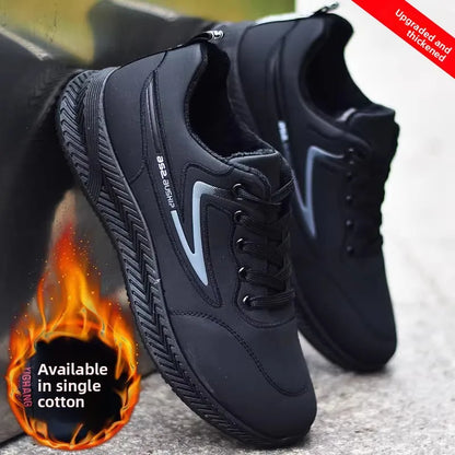 Men's Winter Waterproof Fce Lined Thi Leather Surface Sport oes Anti Slip Warm Cotton Running Casual oes All Match L...