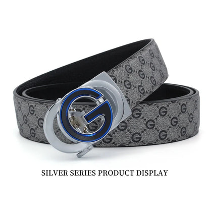 New Big "G" Automatic Buckle Men Belt, Fashionable Letter Buckle Waist Belt, Business Casual Leather Belt,Genuine Suit Belt