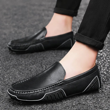 British Style Men Leather Casual Shoes Brand Men Business Spring New Loafers Moccasins Breathable Slip on Comfort Driving Shoes