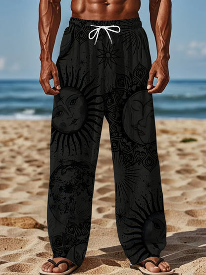 2025 Spring And Summer Hip-hop Men's Pants Casual Slim Loose Lightweight Pants Stretch Drawstring Beach Travel Essential Pants