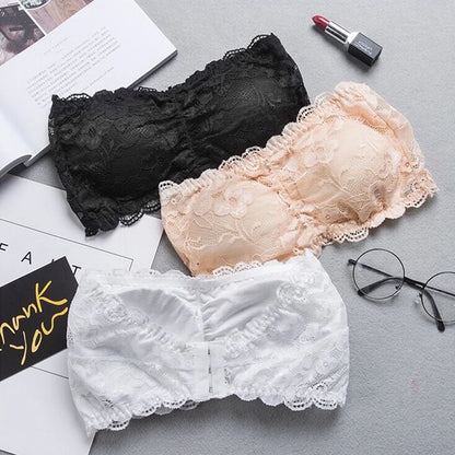 Tube Top Bra Fashion Tube Tops Woman Invisible Bra Push Up Women's Bandeau Top With Cups Lingeries Sexy Hot Tops for Summer Lace