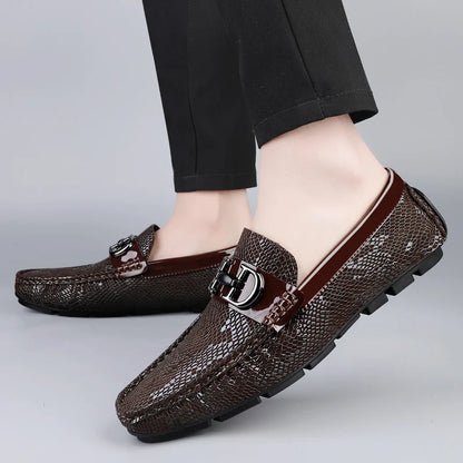 2025 Luxury Brand Men's Spring Breathable Two-layer Cowhide Driving Shoes Fashion New Men's Comfortable Fit Business Loafers