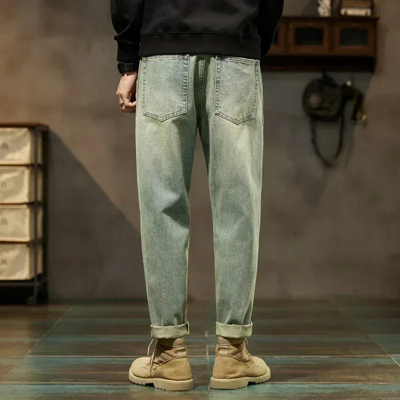 Men's Cotton Jeans Loose Harem Pants Fashion Baggy Casual Outdoor Work Denim Pants Brand Men's Clothing