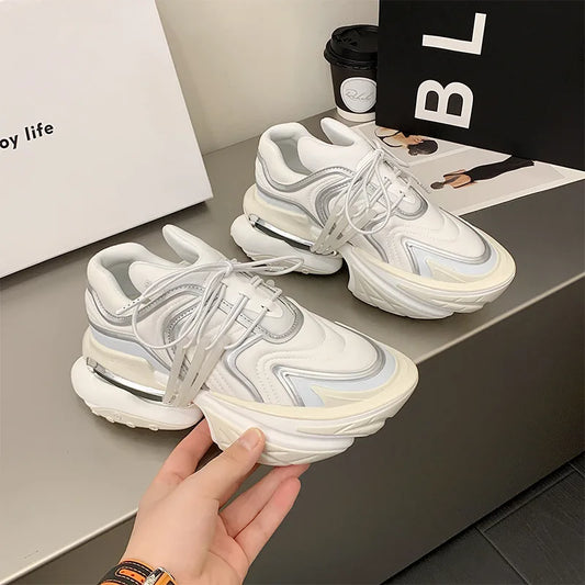 Chunky Sneaker Women Men Designer Spaceship Sport Shoes Fashion Casual Microfiber Leather Fabric Height Increased Platform Shoes