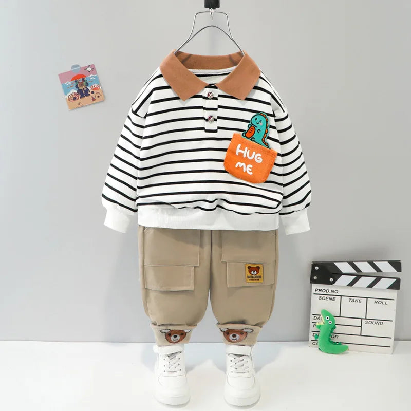 New Spring Autumn Baby Girl Clothes Boys Clothing Children Striped T-Shirt Pants 2Pcs/Set Toddler Casual Costume Kids Tracksuits