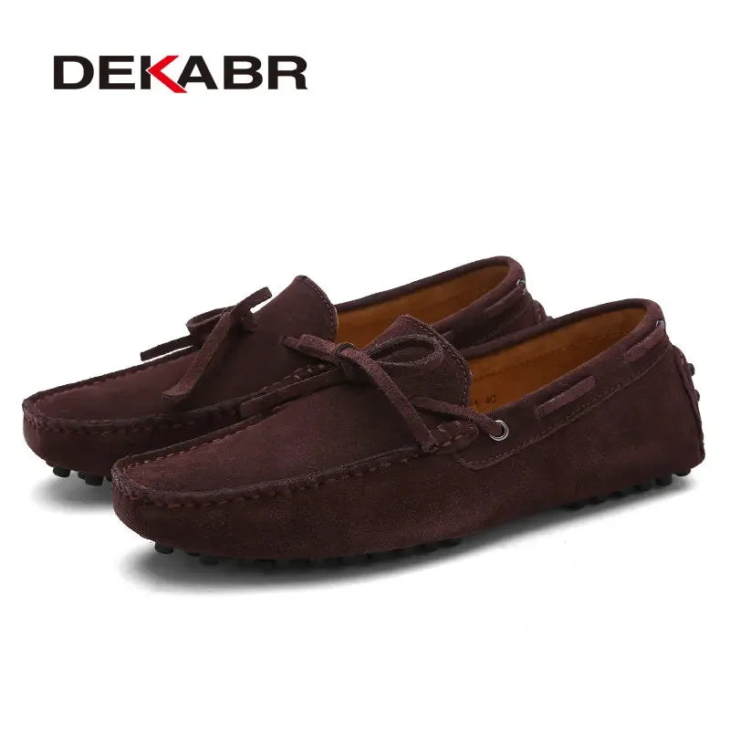 DEKABR Casual Men Genuine Leather Shoes Summer Breathable Green Men's Loafers Leather Shoes Sapato Masculino Zapatos Hombre