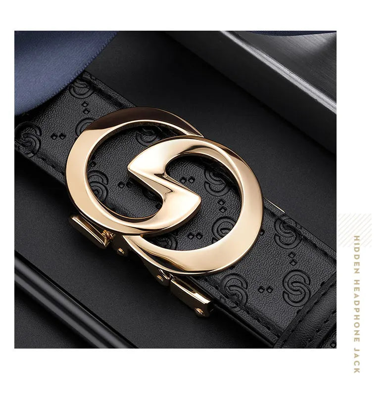 Men's high-end leather belt, automatic buckle belt, fashionable and versatile belt