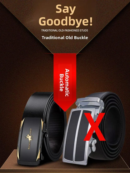 Paul Men's Leather Belt Fashionable Casual Automatic Buckle Waist Belt for Middle-aged And Young Men Business Style Belt