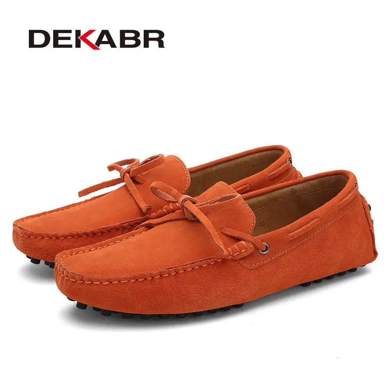 DEKABR Casual Men Genuine Leather Shoes Summer Breathable Green Men's Loafers Leather Shoes Sapato Masculino Zapatos Hombre