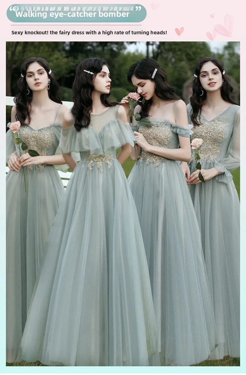 Spring 2024 Maids of  Dr Ele een Fairy T Wedding Banquet Long Skirt Women's Friend Maids of  Outfit