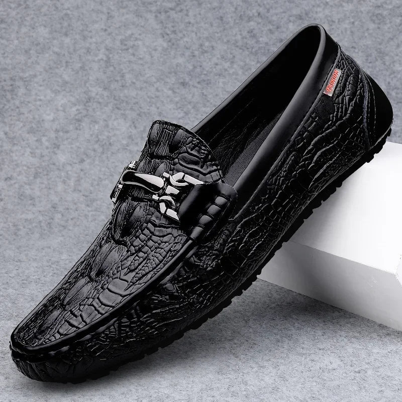 Moccasins plus Size 45 46 47 Business Crocodile Pattern Loafers Men's Real Cow Business Men's Shoes