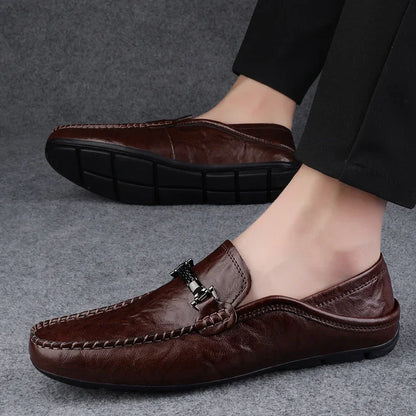 Men Casual Summer Shoes Hollow Out Breathable Men's Driving Shoes High Quality Male Business Shoes 2024 Genuine Leather Loafers